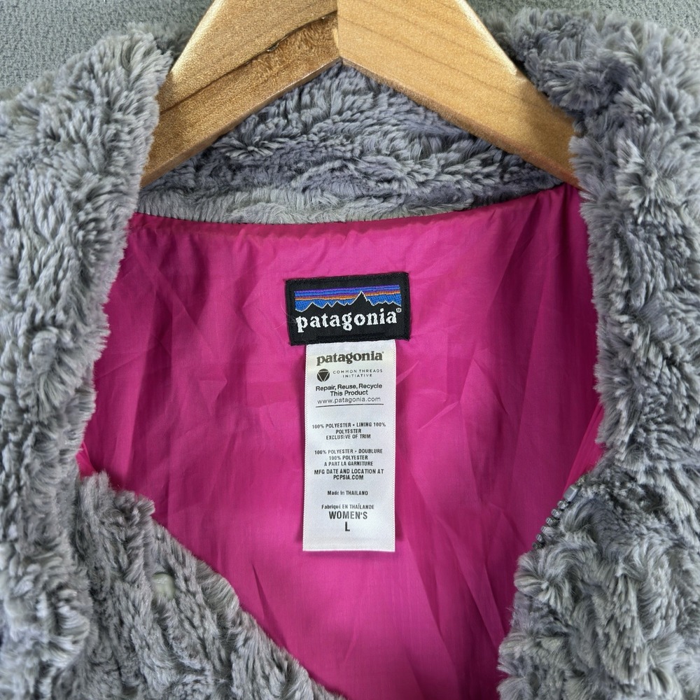 Patagonia Jacket Womens Large Grey Pelage Deep Pile Fleece Outdoor Hiking - Picture 7 of 9